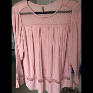 Dusty rose flowy top with soft meshed cut outs